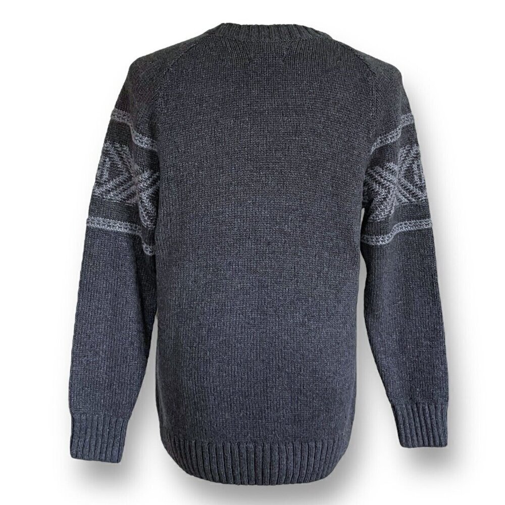 Eddie Bauer Mens Sweater Sz Large Gray Cotton Wool Ski Nordic Knit Pullover - Picture 6 of 7
